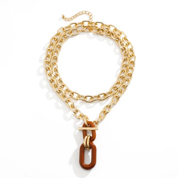 Geometric Chain Double Layer Necklace HEDTT5DEYE - Stormyjay