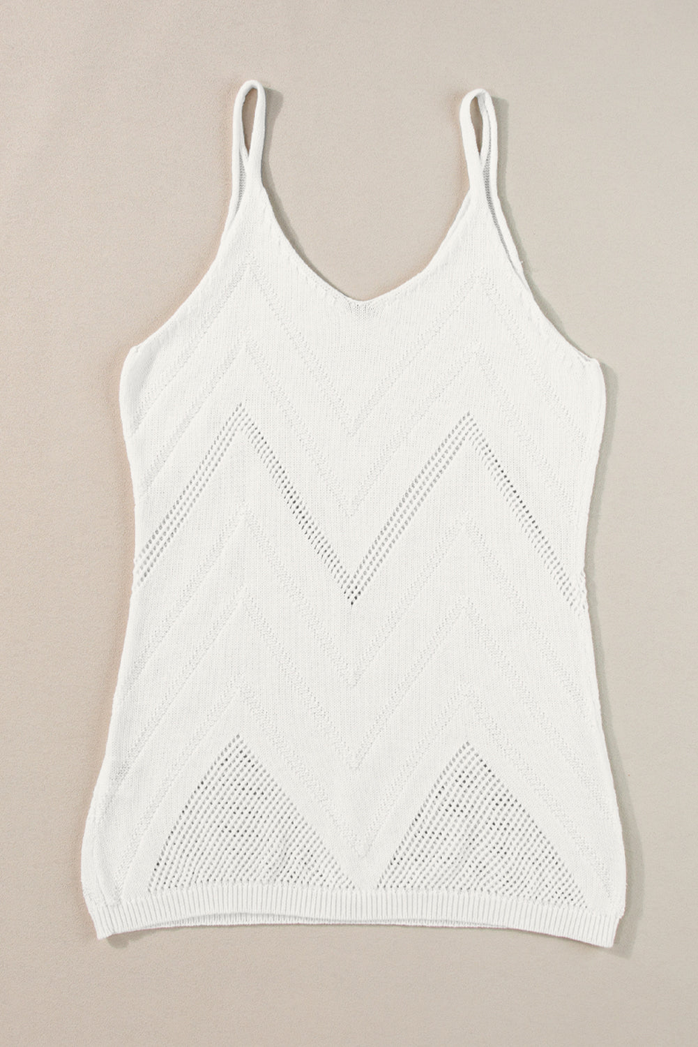 Parchment Chevron Pointelle Knit Cami Top - Stormyjay