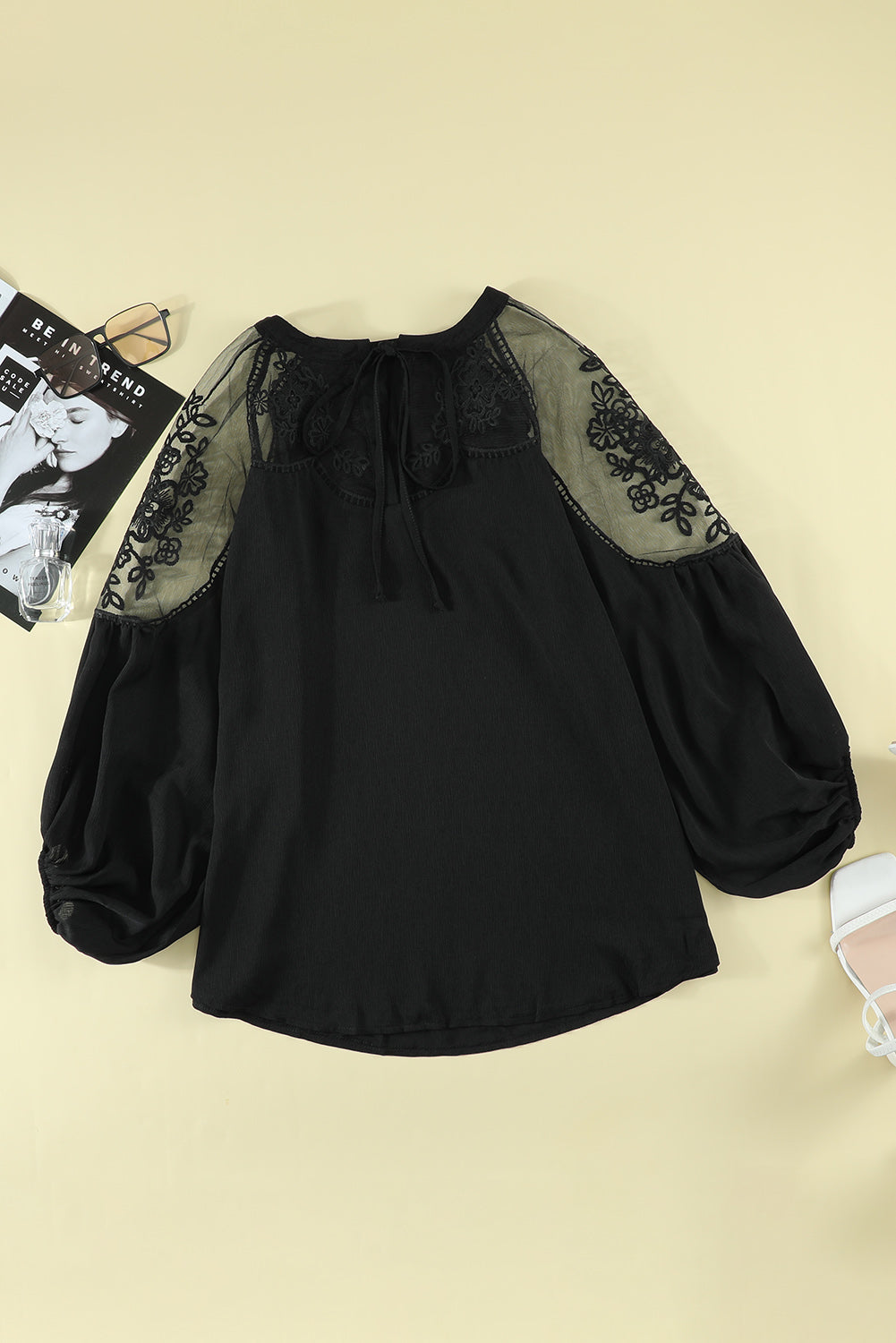 Black Elegant Formal Invitation Lace Blouse - Stormyjay