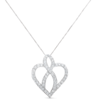 14KT White Gold 1 cttw Diamond Heart Ribbon Pendant Necklace (H-I, I1-I2) - Stormyjay