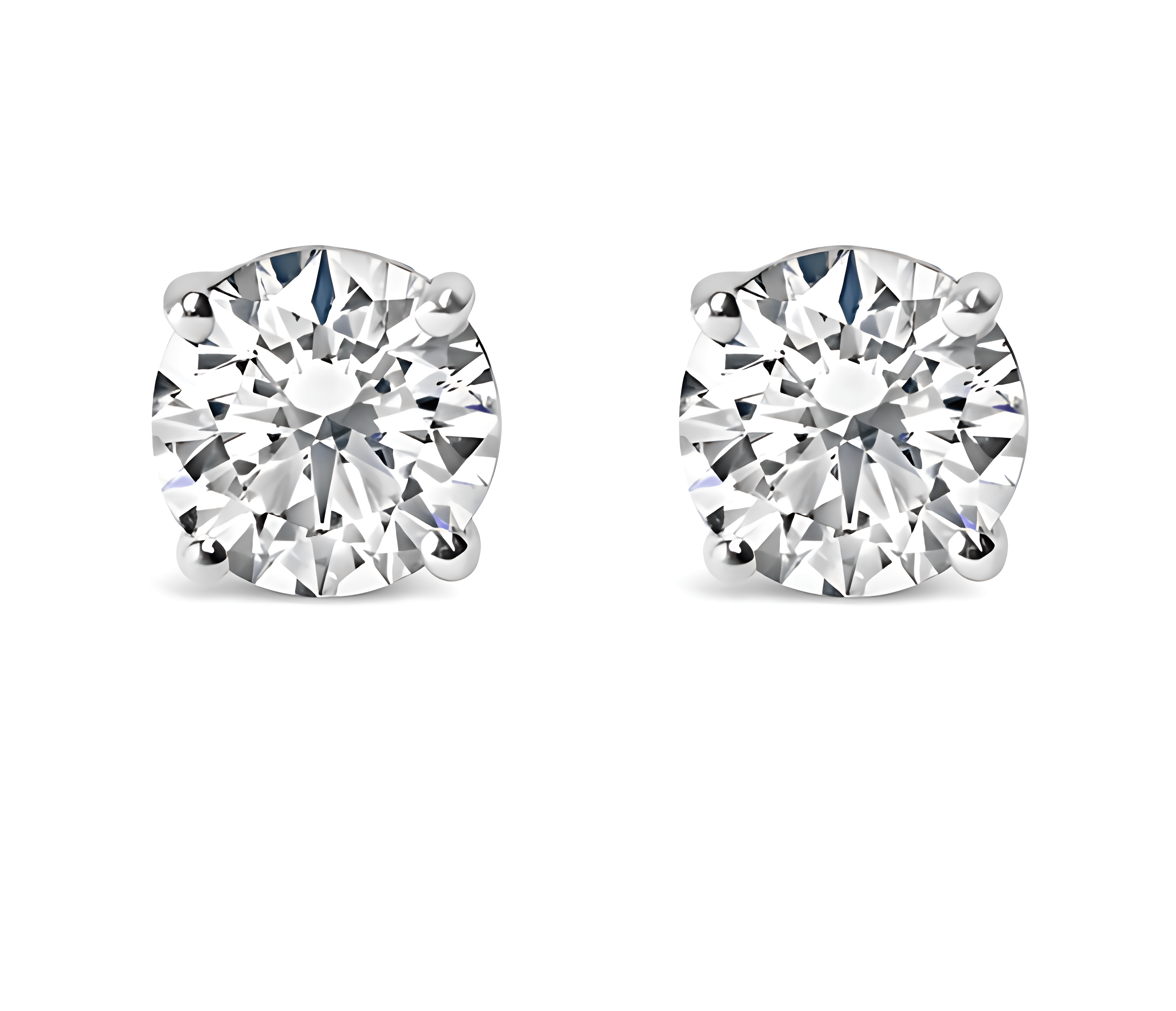 14K Gold 1.0 Carat Round Brilliant Cut Lab Grown White Diamond 4-Prong Classic Solitaire Stud Earrings - Stormyjay