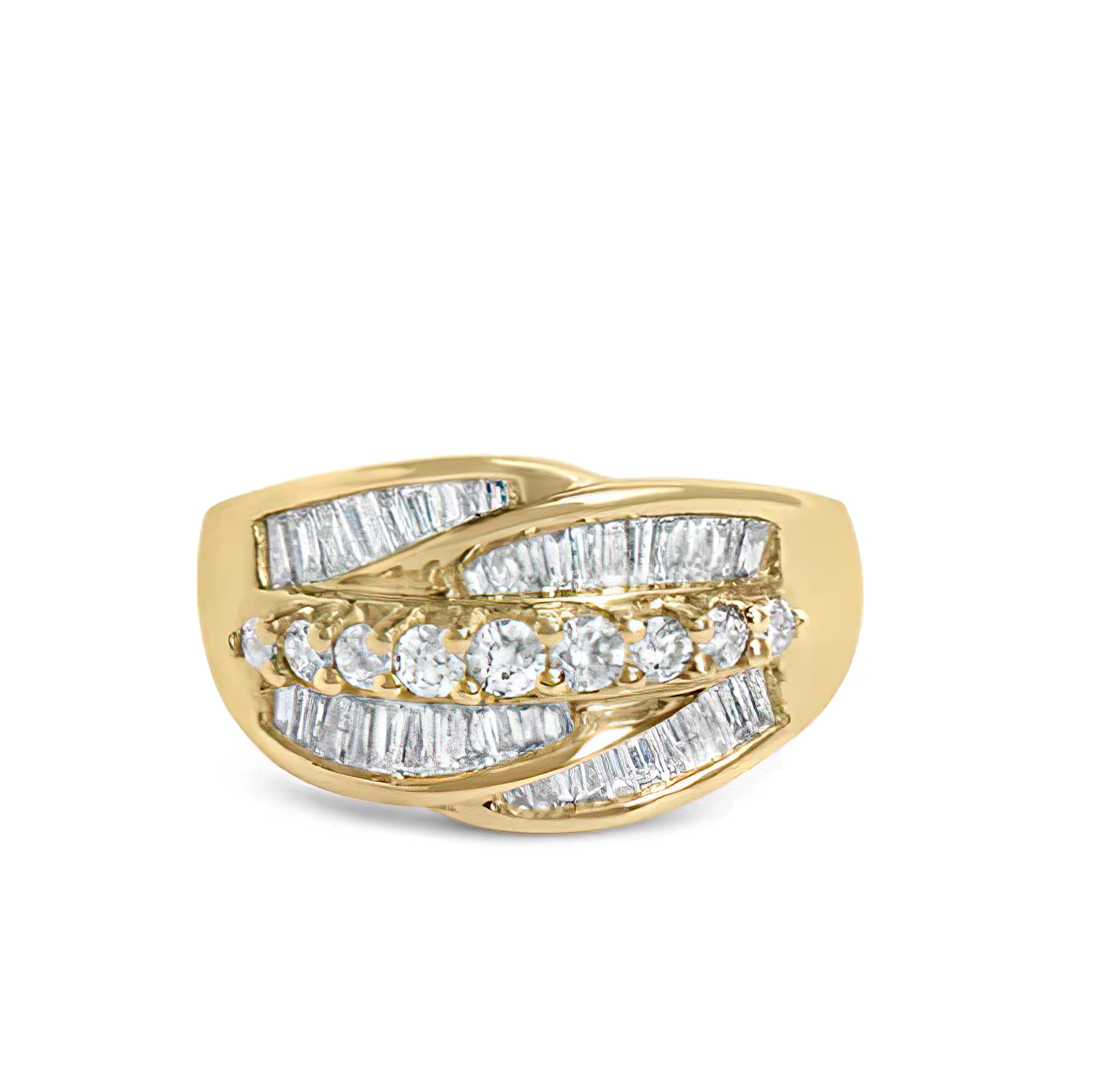 14K Yellow Gold 1.00 Cttw Diamond Cocktall Cluster 5 Stone Ring (H-I Color, SI1-I1 Clarity) - Ring Size 7 - Stormyjay