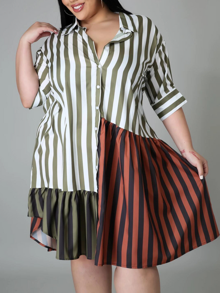 striped print contrast panel dress HW5C6BERAQ - Stormyjay