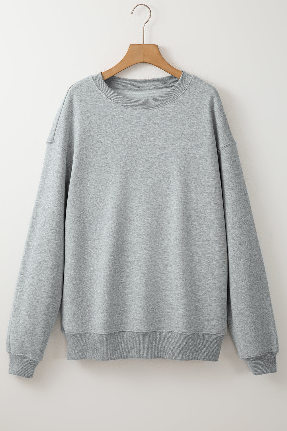 Parchment Solid Fleece Loose Crew Neck Sweatshirt - Stormyjay