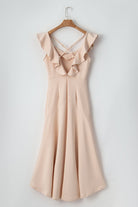 Apricot Pink Crossed Backless Mermaid Trim Wedding Party Dress - Stormyjay