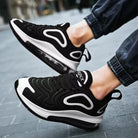 Casual Air Cushion Black Shoes Men Outdoor Breathable  Lace-up Sneakers Running Sports Shoes - Stormyjay