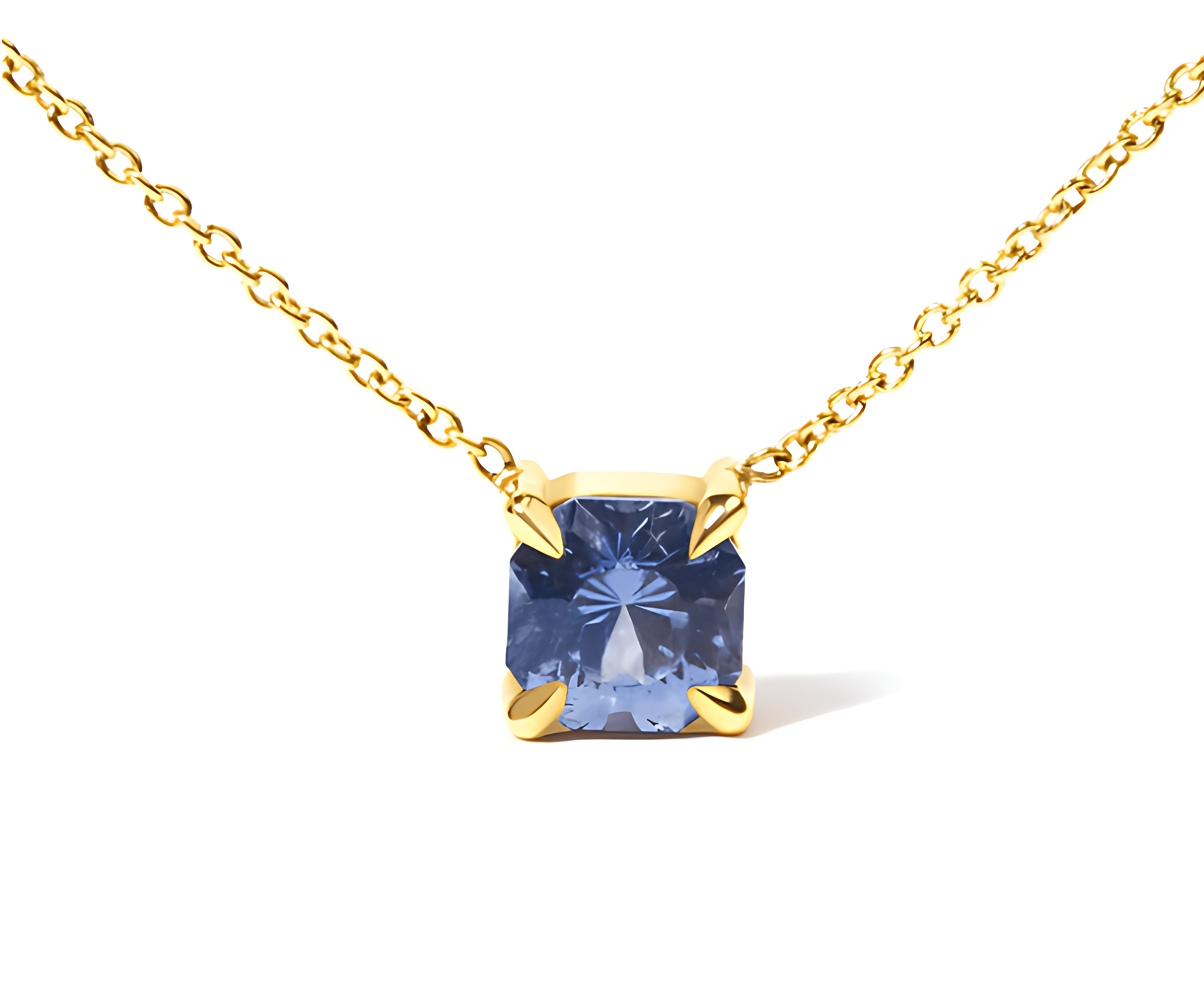 14k Yellow Gold 4/5 Cttw Natural Cushion Cut Blue Sapphire Solitaire Pendant Necklace - 15-16 Inches Adjustable - Stormyjay