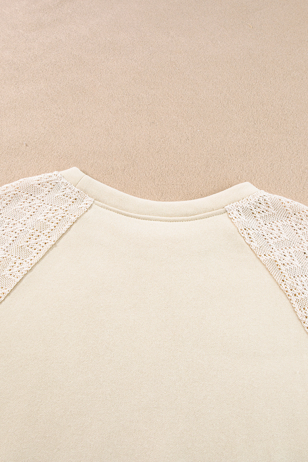 Parchment Eyelet Knit Patchwork Raglan Sleeve Sweatshirt - Stormyjay