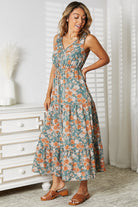 Double Take Floral V-Neck Tiered Sleeveless Dress - Stormyjay