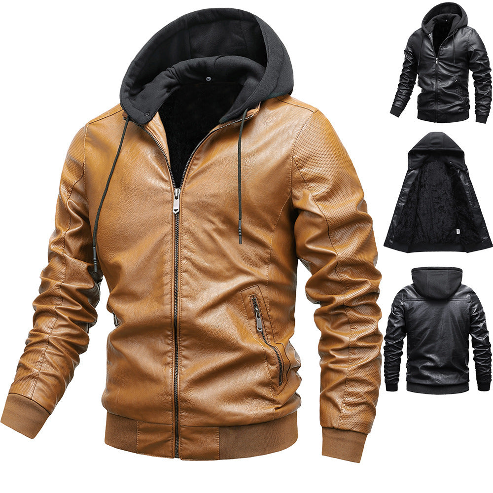 Winter Stand-collar PU Jacket Leather Jacket Men - Stormyjay