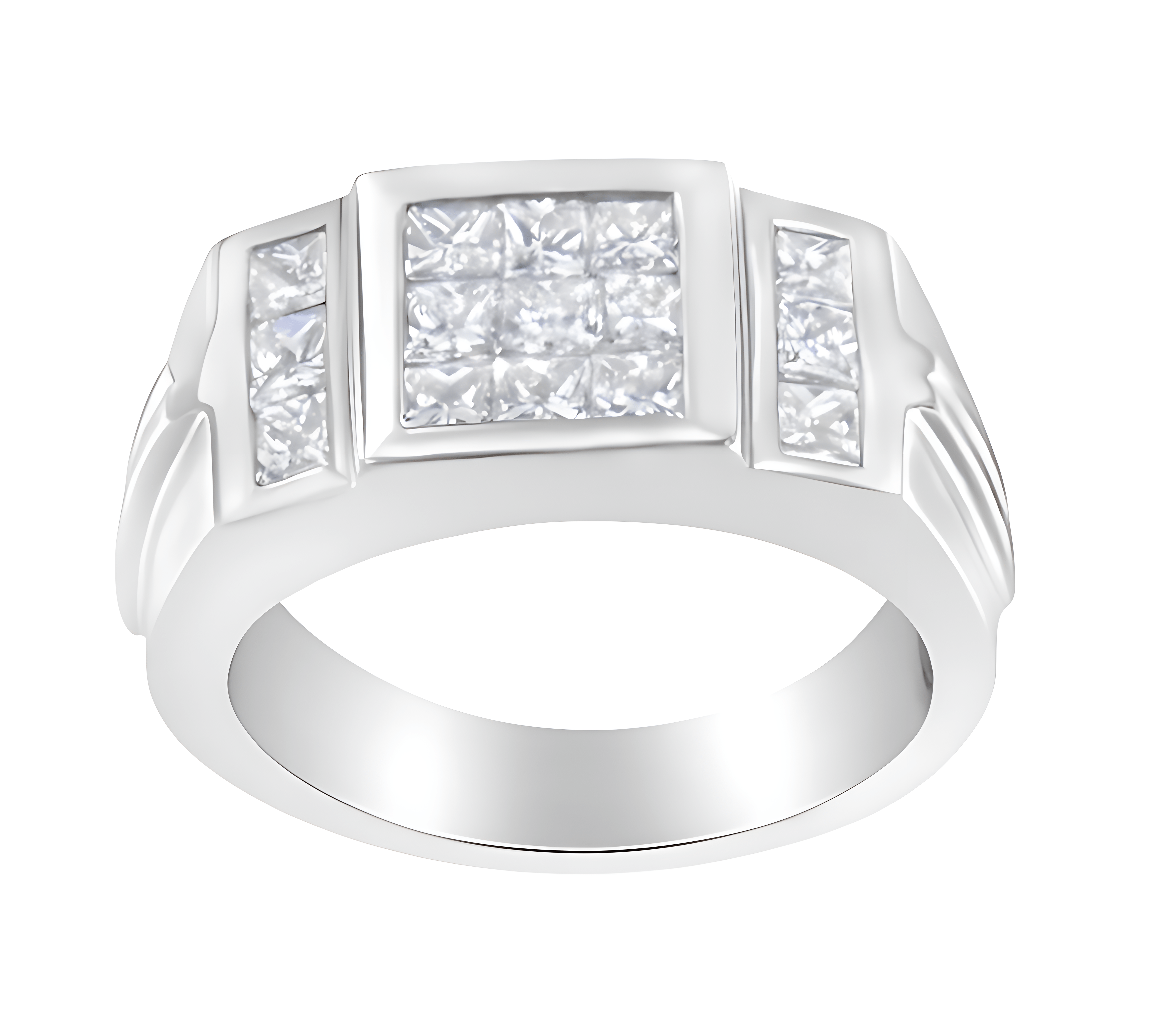 Men's 14K White Gold Diamond Cluster Ring (2 cttw, G-H Color, SI1-SI2 Clarity) - Stormyjay