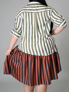 striped print contrast panel dress HW5C6BERAQ - Stormyjay