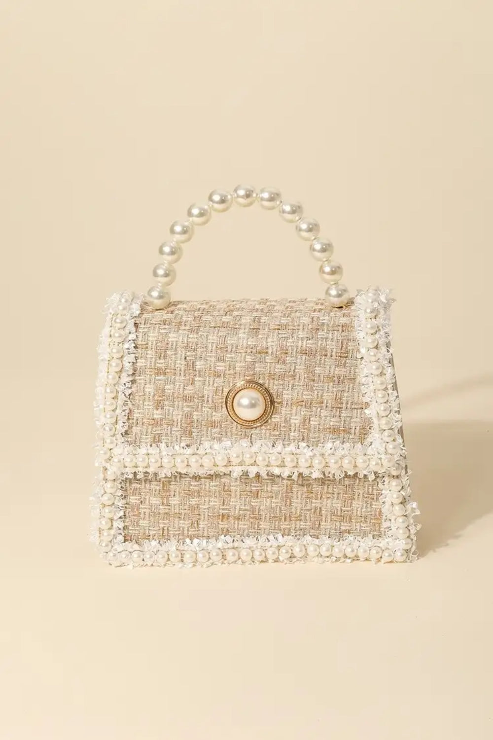 Fame Pearly Trim Woven Handbag - Stormyjay