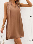 Women's Solid V-neck Chain Sleeveless Mini Dress H8847PHZDV - Stormyjay