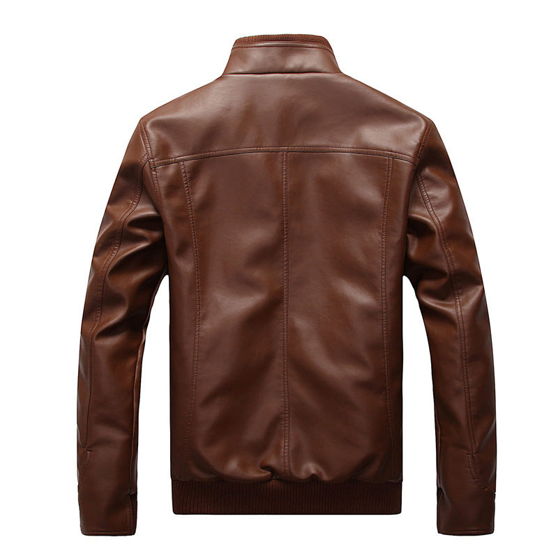 Fashion Brand Casual PU Leather Jacket Youth All-match Leather Jacket Men - Stormyjay