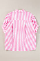 Pink Stripe Button Up Dolman Shirt - Stormyjay