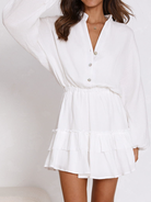 Long Lantern Sleeve Pleated Dress H4QDHWZCZH - Stormyjay