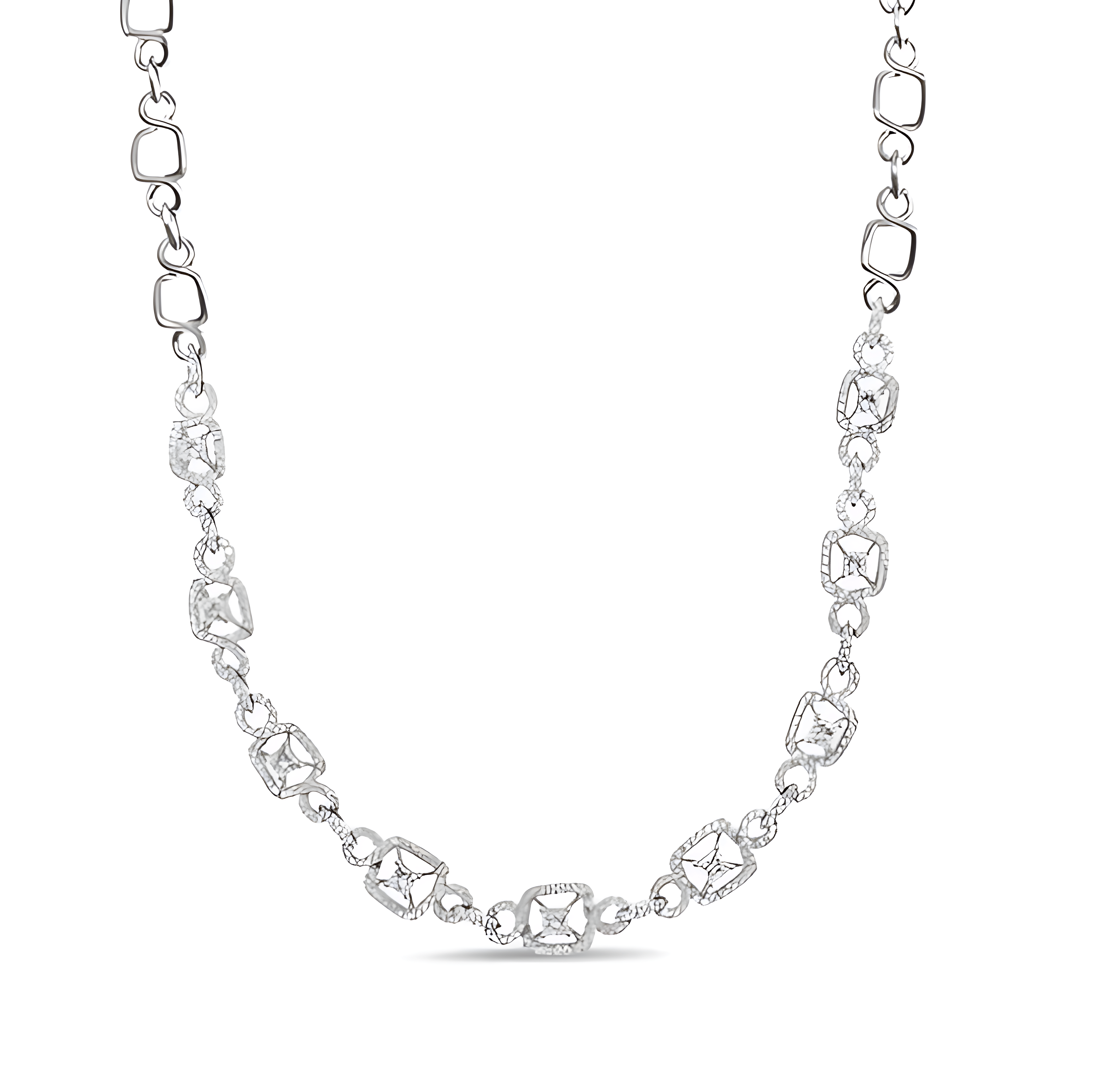 18K White Gold 5.00 Cttw Diamond "Duchess" Station and Link Collar Necklace (F-G Color, VS2-SI1 Clarity) - 17 Inches - Stormyjay