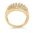 14K Yellow Gold 1.00 Cttw Diamond Cocktall Cluster 5 Stone Ring (H-I Color, SI1-I1 Clarity) - Ring Size 7 - Stormyjay