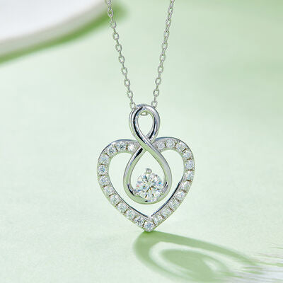 1 Carat Moissanite 925 Sterling Silver Heart Shape Necklace - Stormyjay