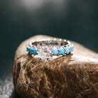 Inlaid Artificial Turquoise Zircon 925 Sterling Silver Ring - Stormyjay