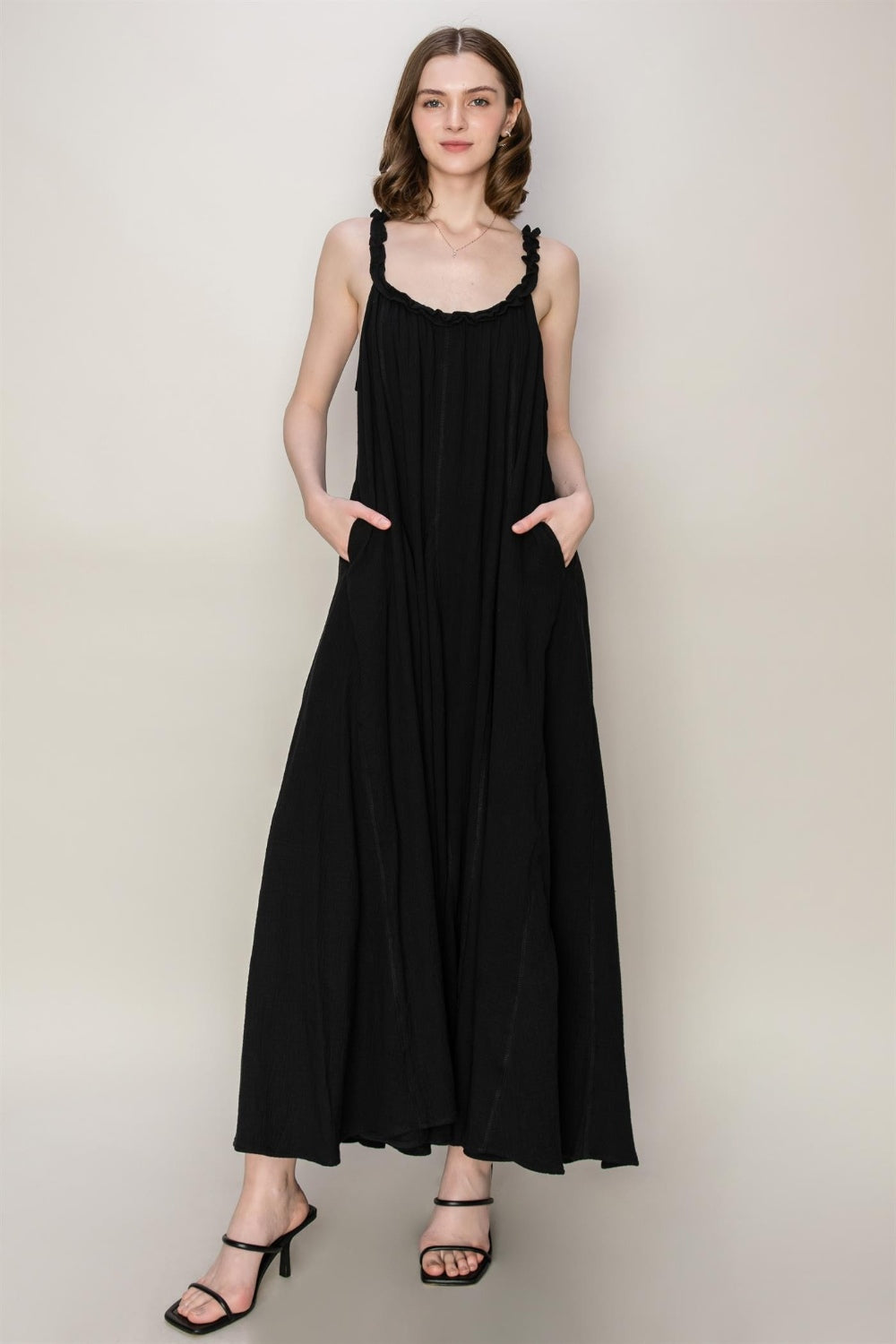 HYFVE Frill Sleeveless A-Line Maxi Dress - Stormyjay