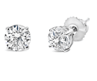 14K Gold 1.0 Carat Round Brilliant Cut Lab Grown White Diamond 4-Prong Classic Solitaire Stud Earrings - Stormyjay