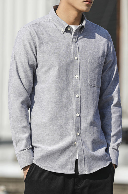 Men's Oxford Long Sleeve Casual Shirt - Stormyjay