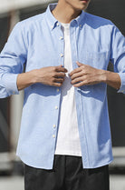Men's Oxford Long Sleeve Casual Shirt - Stormyjay