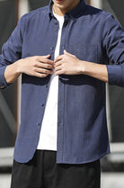 Men's Oxford Long Sleeve Casual Shirt - Stormyjay