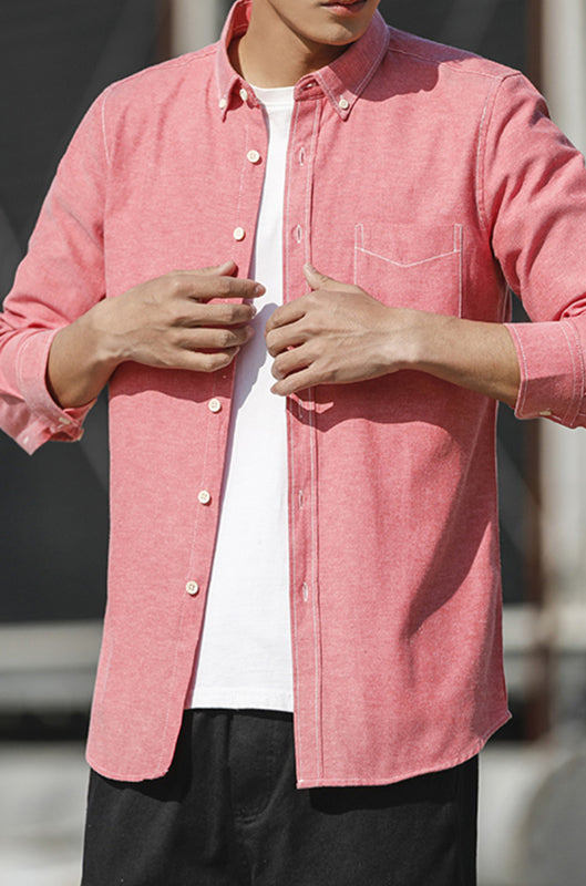 Men's Oxford Long Sleeve Casual Shirt - Stormyjay