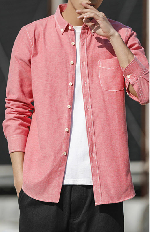 Men's Oxford Long Sleeve Casual Shirt - Stormyjay