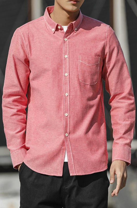 Men's Oxford Long Sleeve Casual Shirt - Stormyjay