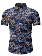 Men's Hawaiian Shirt Button Down Shirts Short-Sleeve Work Shirt Spread Collar Tops - Stormyjay