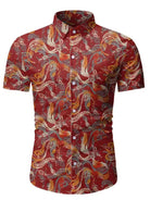 Men's Hawaiian Shirt Button Down Shirts Short-Sleeve Work Shirt Spread Collar Tops - Stormyjay