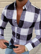 Men's Casual Dress Shirt Button Down Shirts Long-Sleeve Work Shirt Spread Collar Tops - Stormyjay