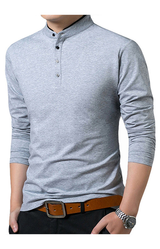 Solid Long Sleeve Large Men's T-Shirt - Stormyjay