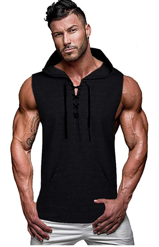 Men's Pullover Hooded Casual Sleeveless Tank Top - Stormyjay