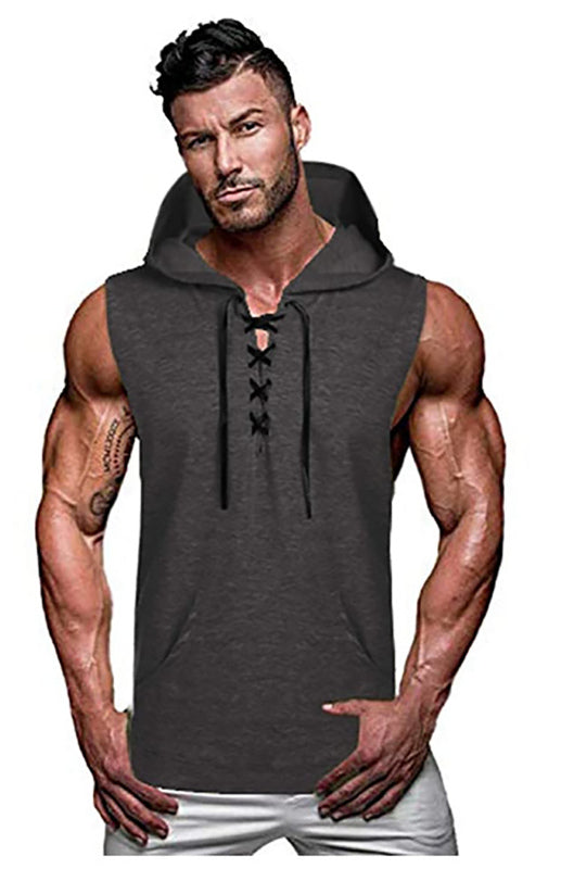 Men's Pullover Hooded Casual Sleeveless Tank Top - Stormyjay