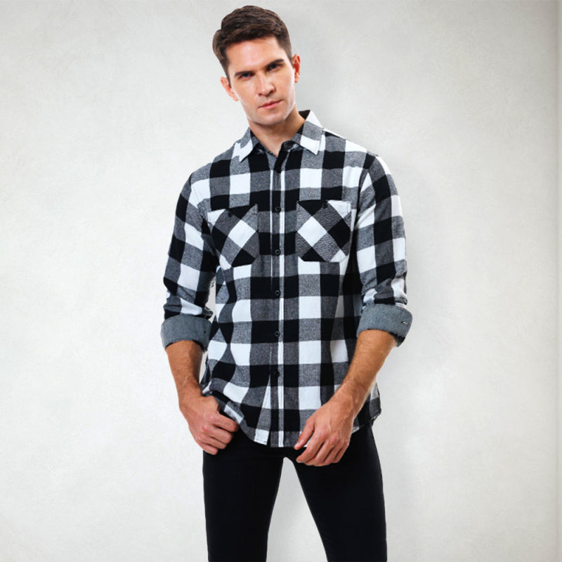 Men's plaid shirt flannel ground shirt - Stormyjay