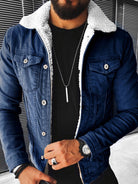 Plush Style Thickened Denim Men's Outer Jacket - Stormyjay