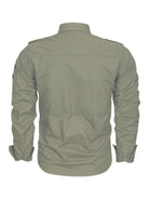 men's military style cotton long sleeve shirt - Stormyjay