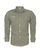 men's military style cotton long sleeve shirt - Stormyjay