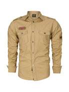 men's military style cotton long sleeve shirt - Stormyjay