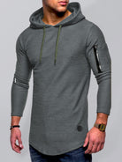 Men's solid color hooded casual long-sleeve T-shirt - Stormyjay