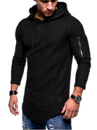 Men's solid color hooded casual long-sleeve T-shirt - Stormyjay