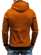 Men's diagonal zipper solid color long-sleeved hoodie - Stormyjay