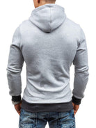 Men's diagonal zipper solid color long-sleeved hoodie - Stormyjay