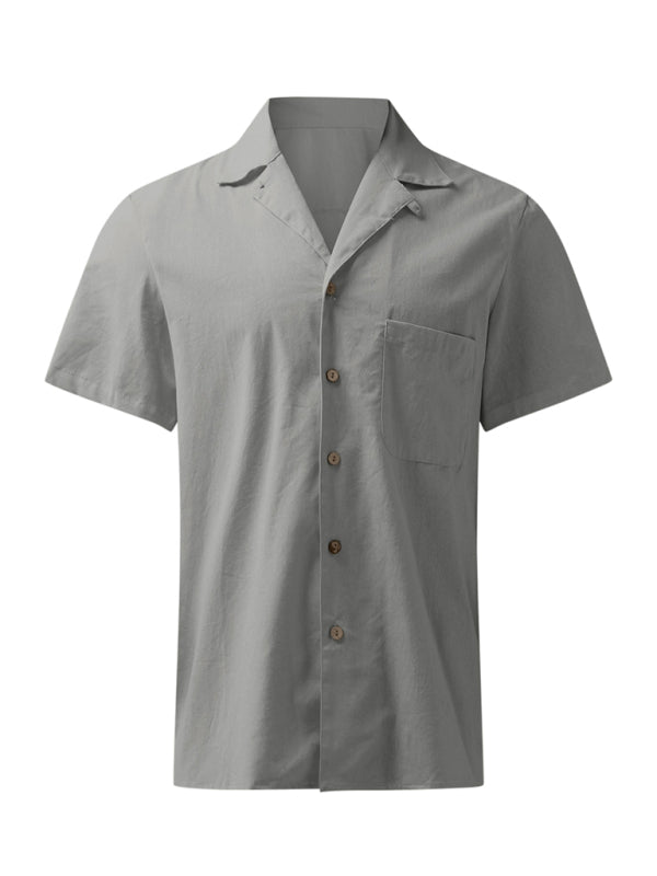 Men's Woven Linen Loose Lapel Shirt - Stormyjay