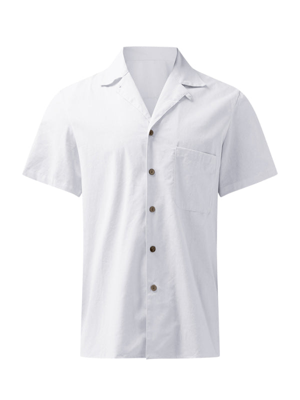 Men's Woven Linen Loose Lapel Shirt - Stormyjay